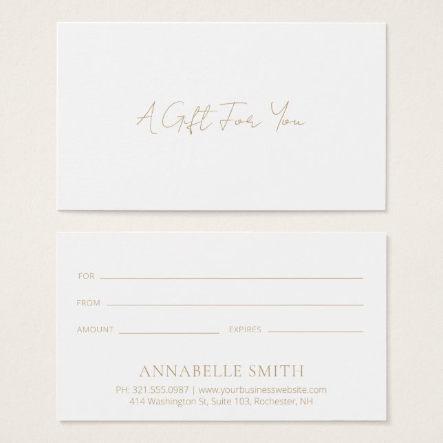 Simple Elegant Modern Gold Gift Certificate (Front & Back)