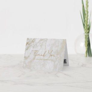 Simple Elegant Modern Gold Marble Business Letterpress Thank You Card