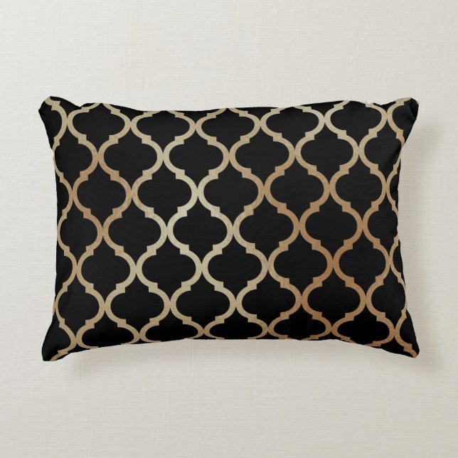 Simple Elegant Modern Gold Moroccan Pattern | Accent Pillow (Front)