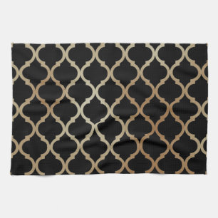 Simple Elegant Modern Gold Moroccan Pattern Kitchen Towel