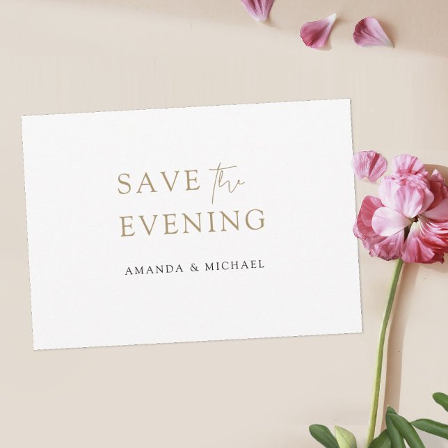 Simple Elegant Modern Gold Save the Evening Save The Date (Creator Uploaded)