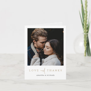 Simple Elegant Modern Gold Script Photo Wedding Thank You Card
