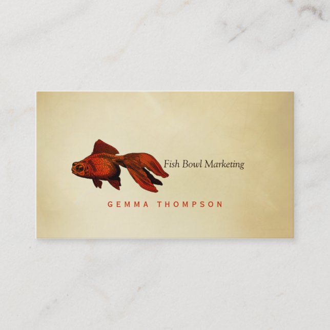 simple elegant modern goldfish zen paper gold fish business card (Front)
