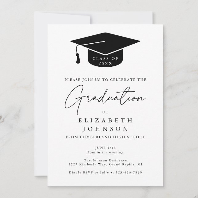 Simple Elegant Modern Graduation Party Invitation (Front)