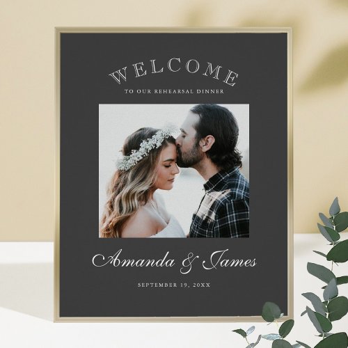 Simple Elegant Modern Gray Wedding Welcome Poster