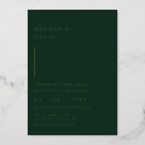 Simple Elegant Modern Green Wedding   Foil Invitation