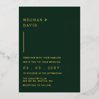 Simple Elegant Modern Green Wedding Foil Invitation