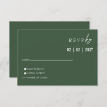 Simple Elegant Modern Green Wedding   RSVP Card