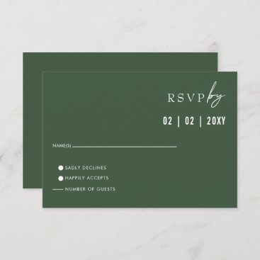 Simple Elegant Modern Green Wedding   RSVP Card
