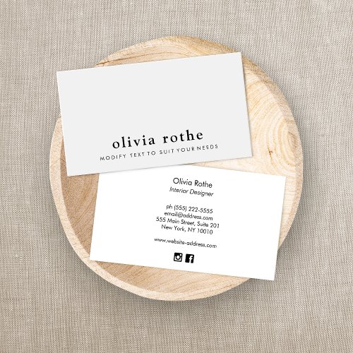 Simple Elegant Modern Grey Gray   Business Card