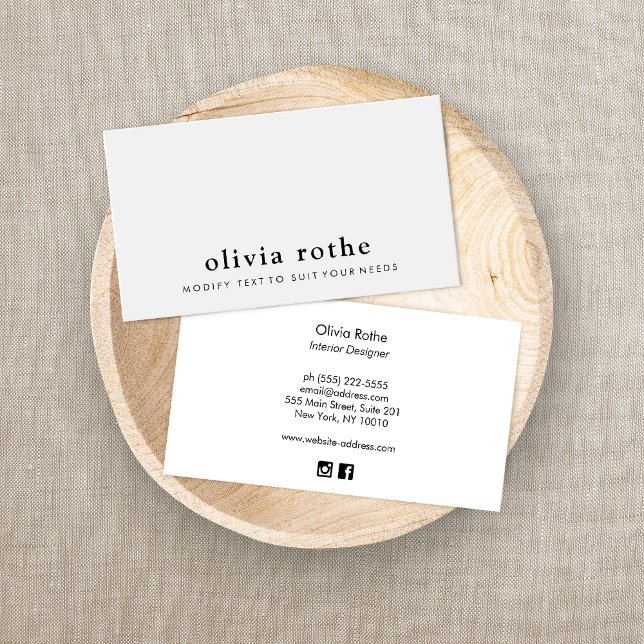 Simple Elegant Modern Grey Gray   Business Card (Creator Uploaded)