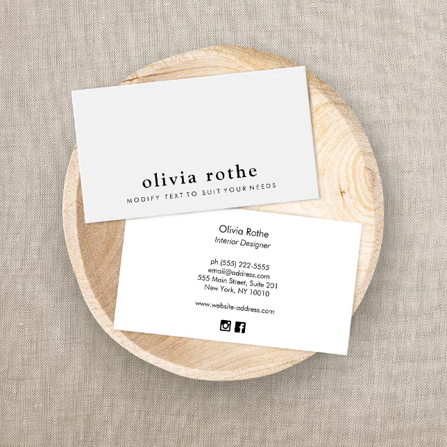 Simple Elegant Modern Grey Gray Business Card | Zazzle