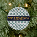 Simple Elegant Modern Hanukkah family Photo Ceramic Ornament<br><div class="desc">Simple Elegant Modern Hanukkah family Photo</div>
