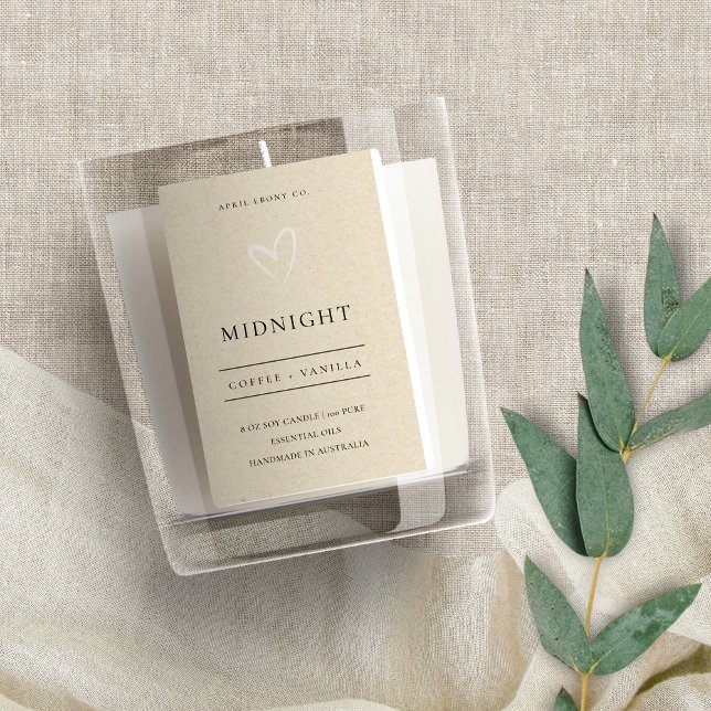 SIMPLE ELEGANT MODERN KRAFT BLUSH HEART CANDLE FOOD LABEL (Creator Uploaded)