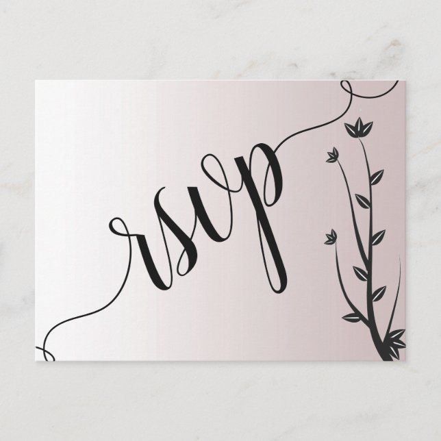 Simple Elegant Modern leaves  rsvp Invitation Post Postcard (Front)