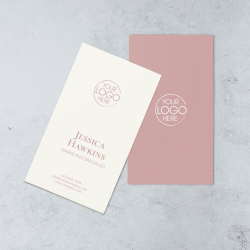 Simple Elegant Modern Logo Dusty Rose Professional Business Card