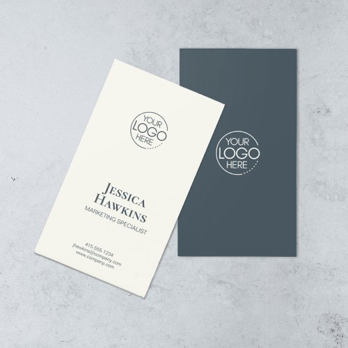 Simple Elegant Modern Logo Navy Blue Professional Business Card