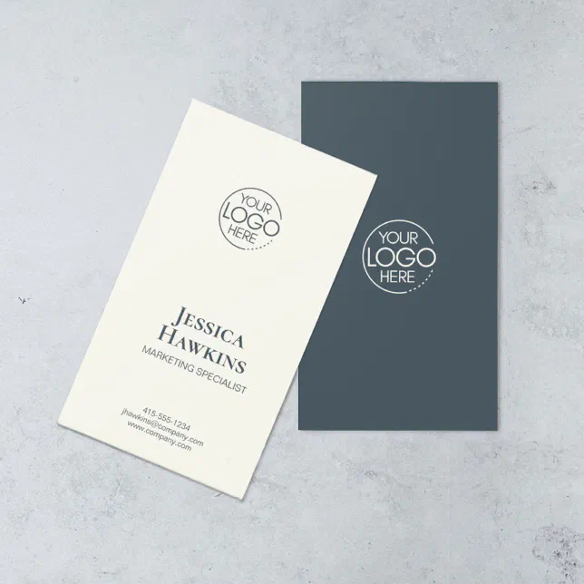 Simple Elegant Modern Logo Navy Blue Professional Business Card | Zazzle