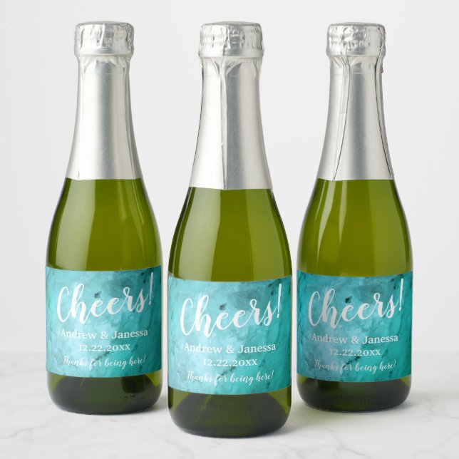 Simple Elegant Modern Marble Party Cheers Wedding  Sparkling Wine Label (Bottles)
