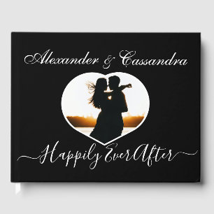 Simple Elegant modern Minimal Black White wedding Guest Book