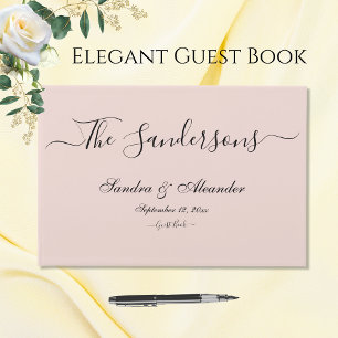Simple Elegant Modern Minimal Blush Pink Wedding Guest Book