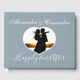 Simple Elegant Modern Minimal Dusty Blue wedding Guest Book