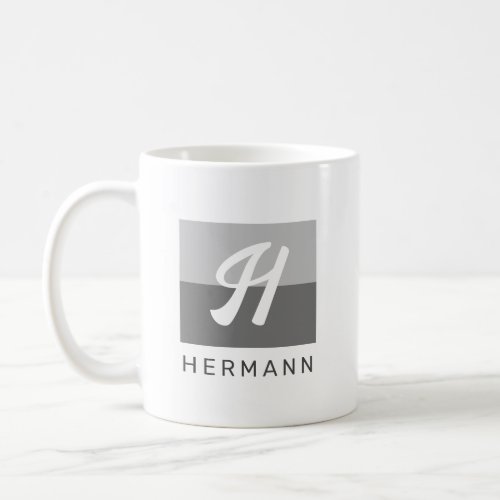  Simple Elegant Modern Minimal Initial  Name Grey Coffee Mug