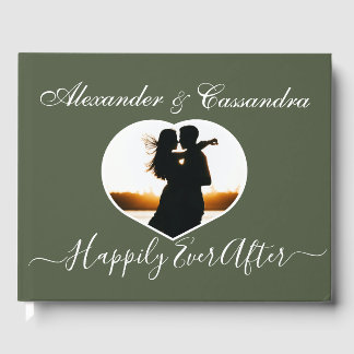 Simple Elegant modern Minimal Olive Green wedding Guest Book