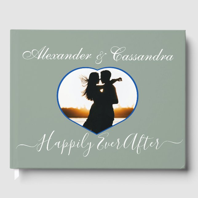 Simple Elegant Modern Minimal Sage Green wedding Guest Book (Front)