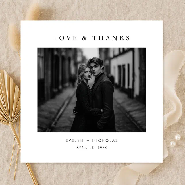 Simple Elegant Modern Minimalist Photo Square Thank You Card | Zazzle