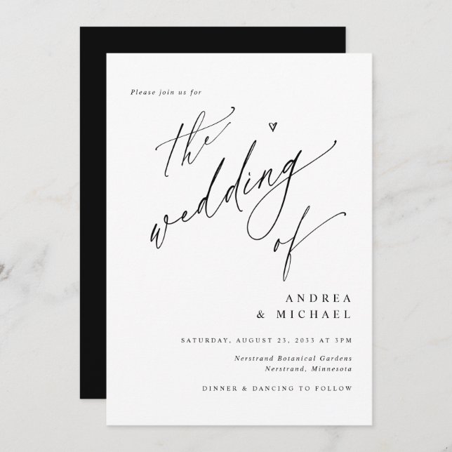 Simple Elegant Modern Minimalist Wedding Invitation (Front/Back)