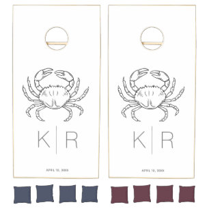 Simple,Elegant & Modern Monogram Black And White  Cornhole Set