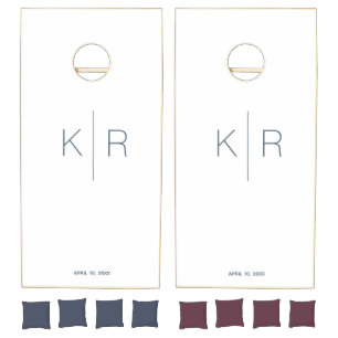 Simple,Elegant & Modern Monogram Black And White  Cornhole Set