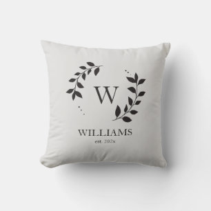 Simple Elegant Modern Monogram Family Last Name Throw Pillow