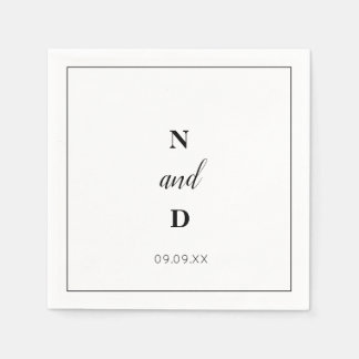 Simple Elegant modern monogram minimalist wedding Napkins