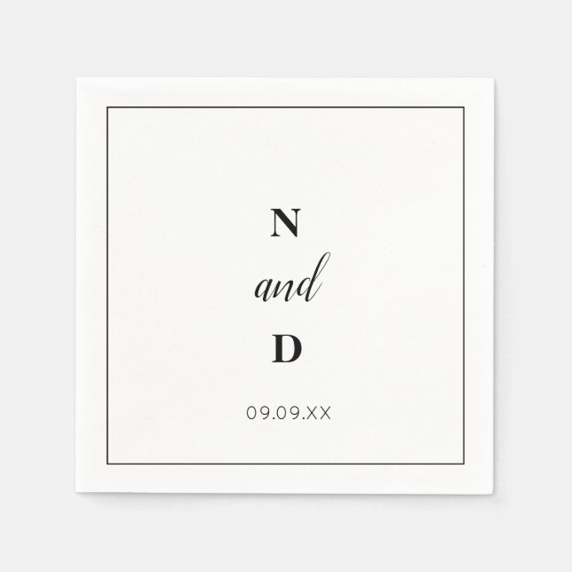 Simple Elegant modern monogram minimalist wedding  Napkins (Front)