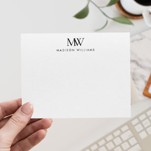 Simple Elegant Modern Monogram Note Card