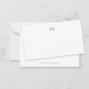 Stationary Monogrammed Note Cards and Envelopes Personalized Stationery  Set, 4.25 x 5.5 or 5 x 7 Notecards with Envelopes, Elegant Mono Flat