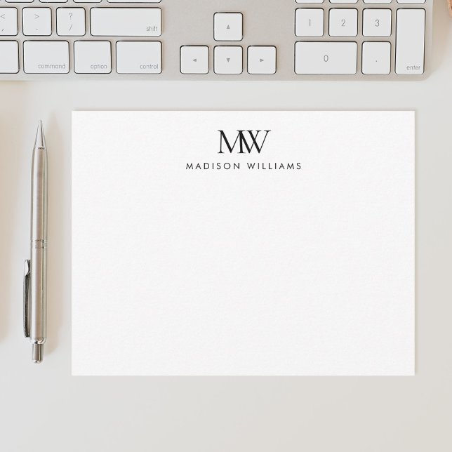 Simple Elegant Modern Monogram Note Card (Creator Uploaded)