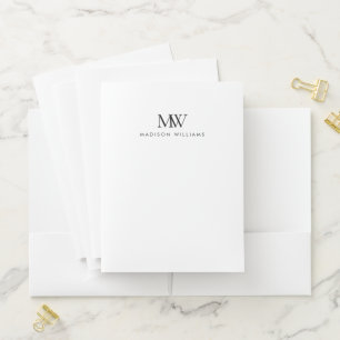Simple Elegant Modern Monogram Pocket Folder