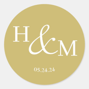 Simple Elegant Modern Monogrammed Wedding Classic Round Sticker