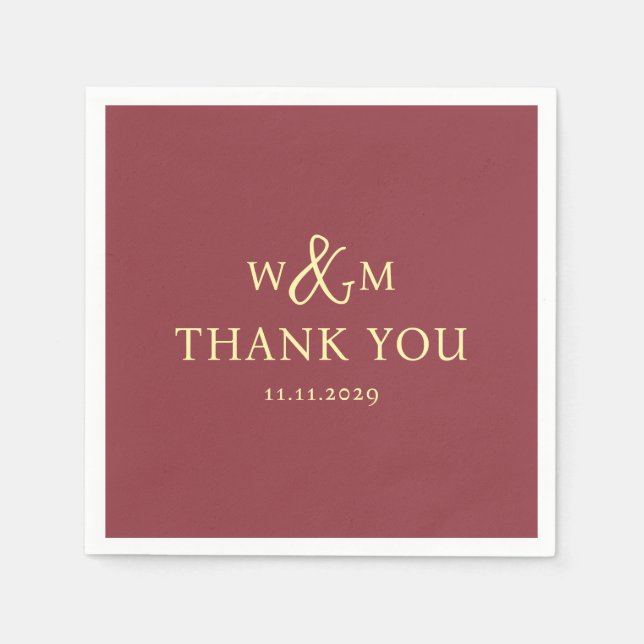 Simple Elegant Modern Monogrammed Wedding Napkins (Front)