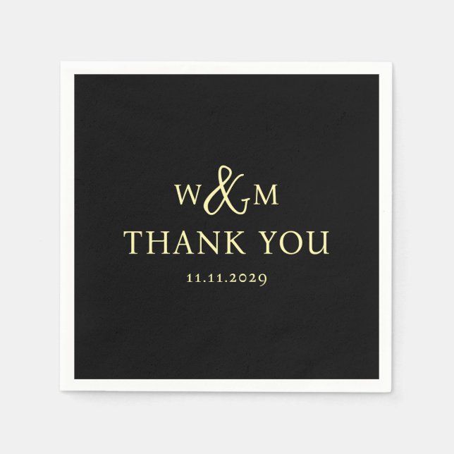 Simple Elegant Modern Monogrammed Wedding Napkins (Front)