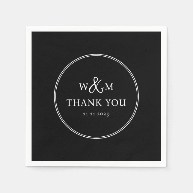 Simple Elegant Modern Monogrammed Wedding Napkins (Front)