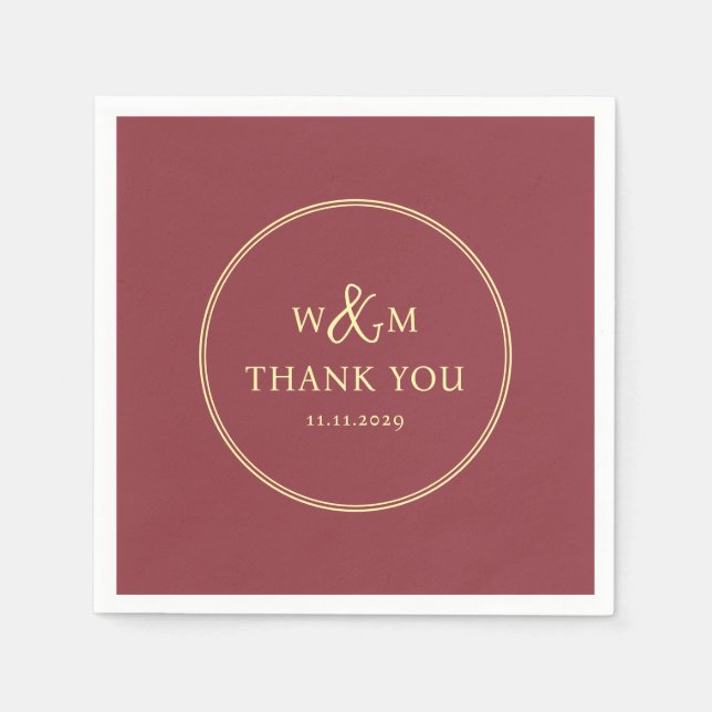 Simple Elegant Modern Monogrammed Wedding Napkins (Front)