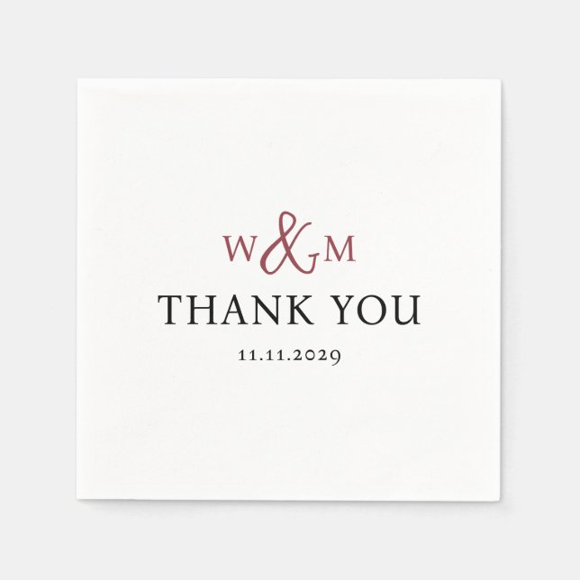 Simple Elegant Modern Monogrammed Wedding Napkins (Front)