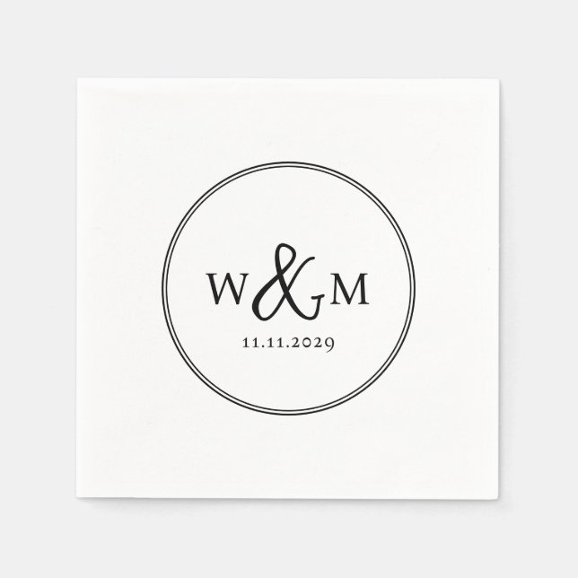Simple Elegant Modern Monogrammed Wedding Napkins (Front)