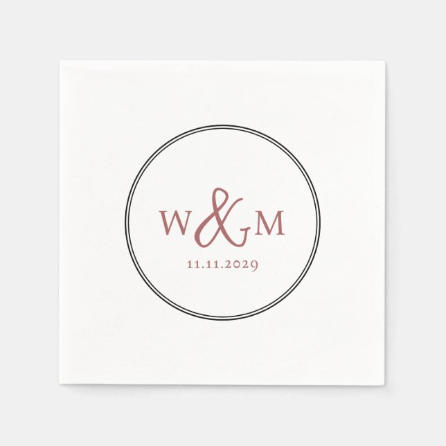 Simple Elegant Modern Monogrammed Wedding Napkins (Front)