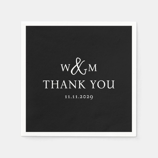 Simple Elegant Modern Monogrammed Wedding Napkins (Front)