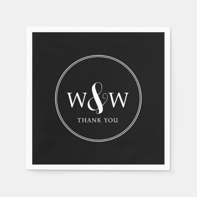 Simple Elegant Modern Monogrammed Wedding Napkins (Front)